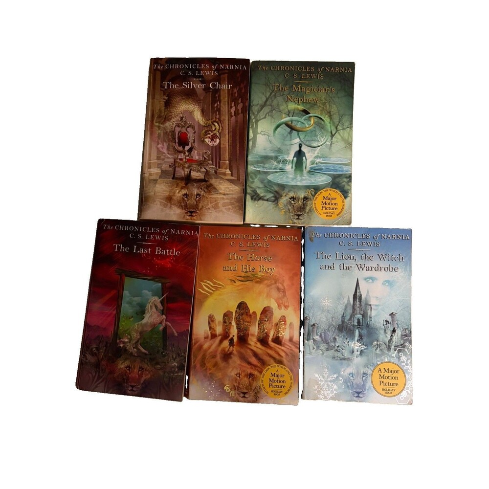 THE CHRONICLES OF NARNIA  by C.S. LEWIS Paperback Book Lot 5 Books Classic